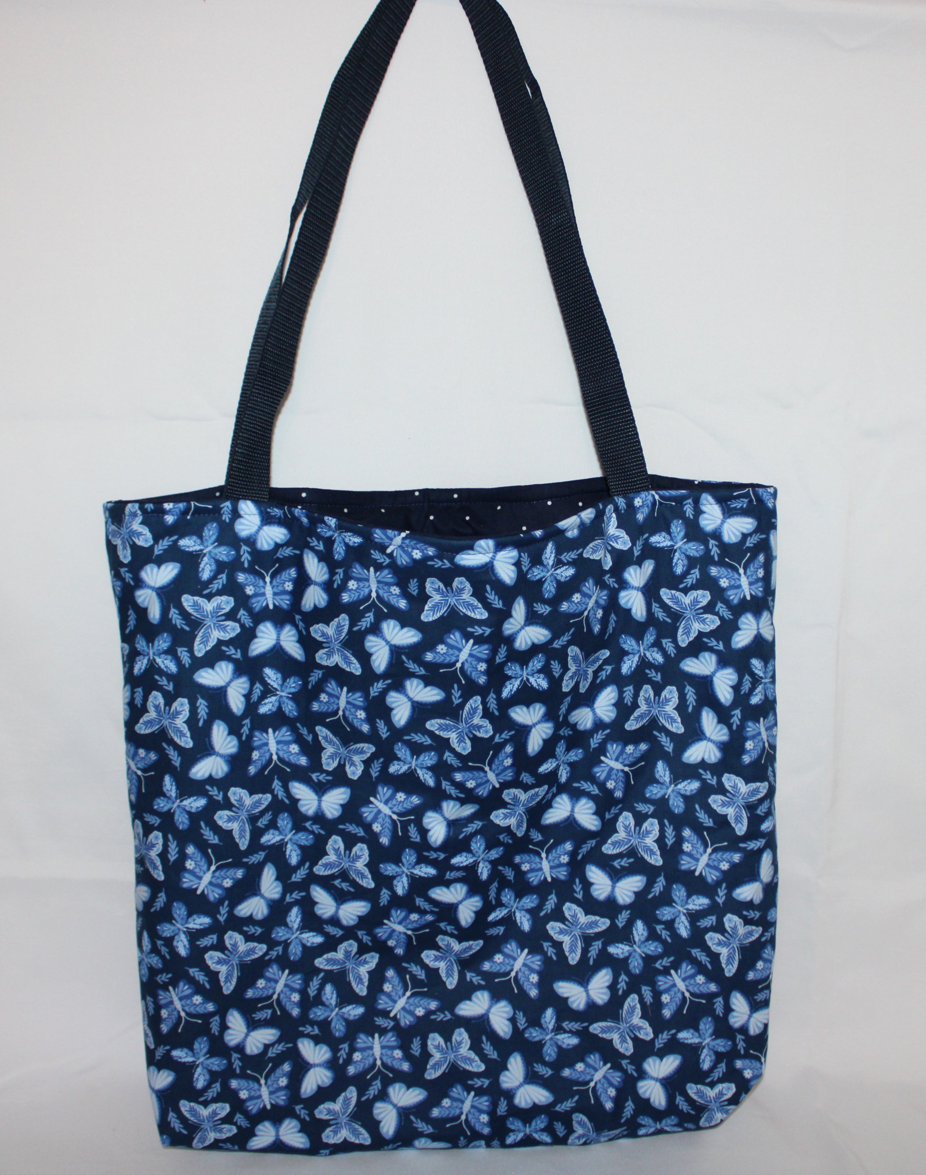 Blue butterfly tote bag
