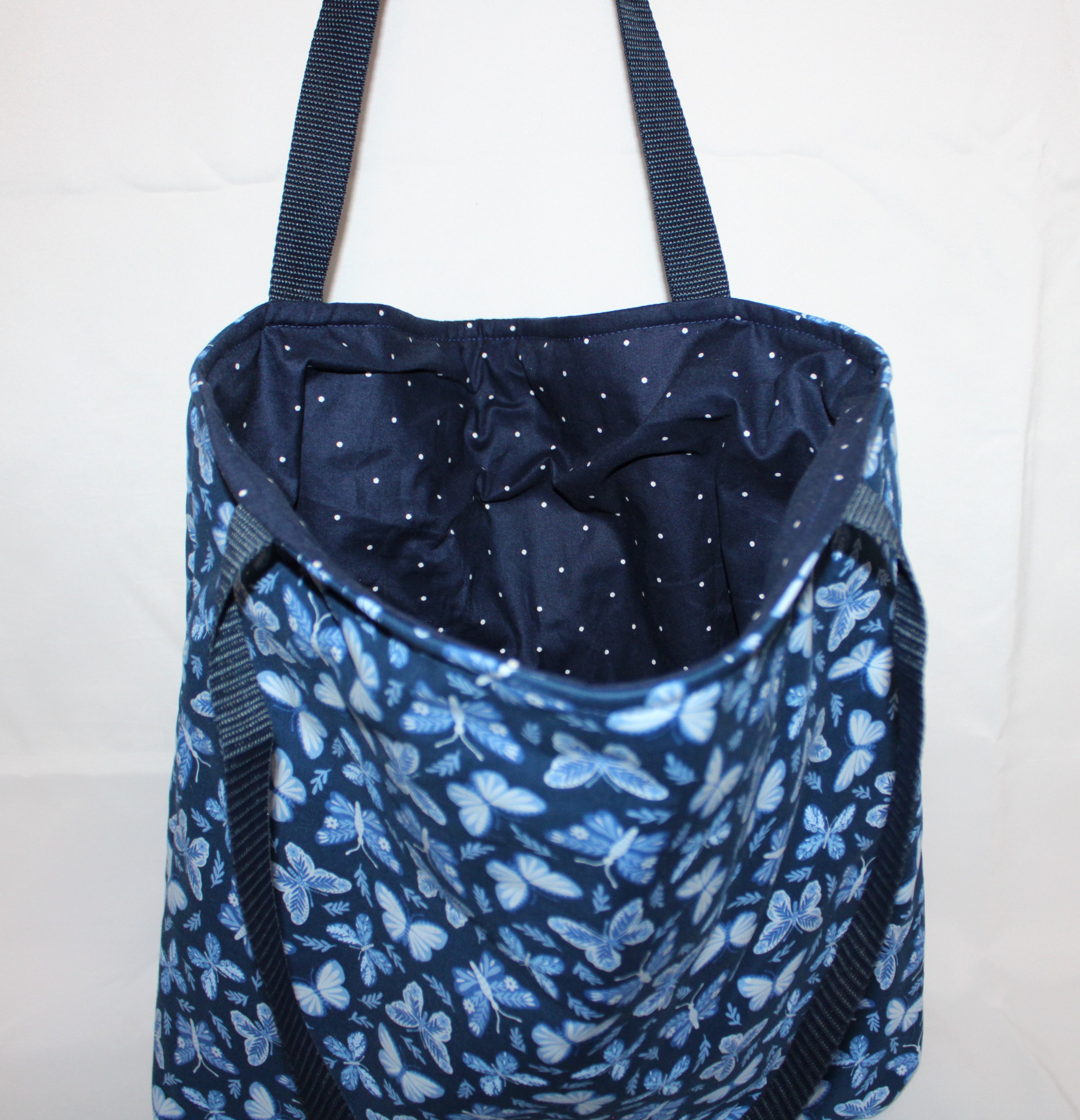 Blue butterfly tote bag